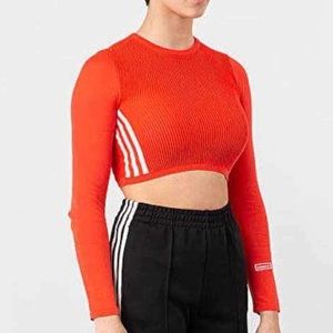 NWT Adidias stripe cropped long sleeve